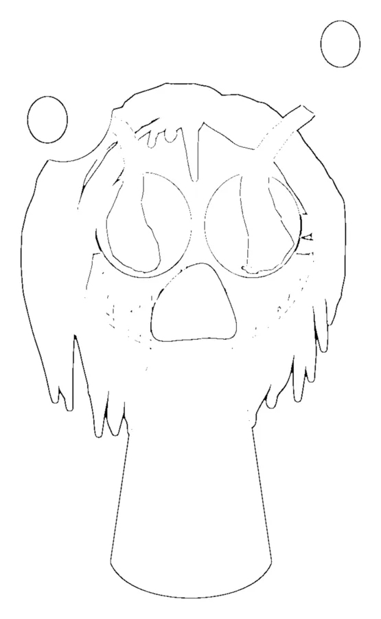 Vineria horror mode colouring page: line-art sheet with the flowers still in place