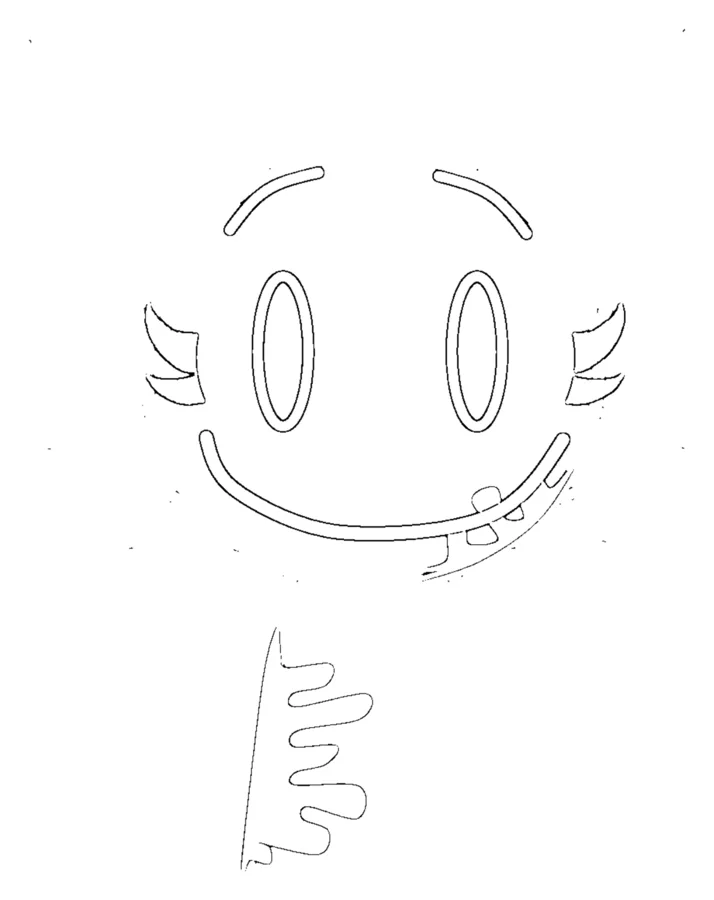Wenda horror mode colouring page: line-art sheet with the stretched face