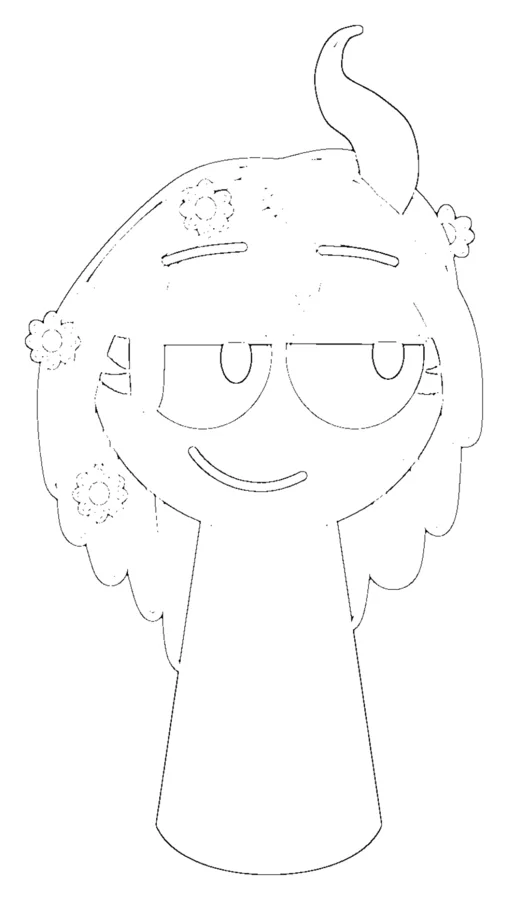 Vineria colouring page: line-art sheet with the flowers, hair and bottle-shaped body