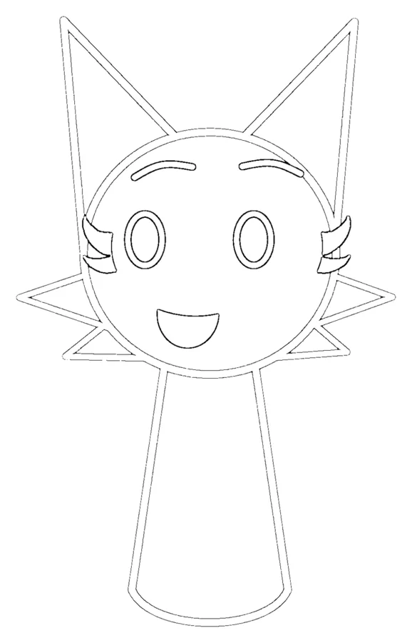 Wenda colouring page: line-art sheet with the cat ears and cheek fur